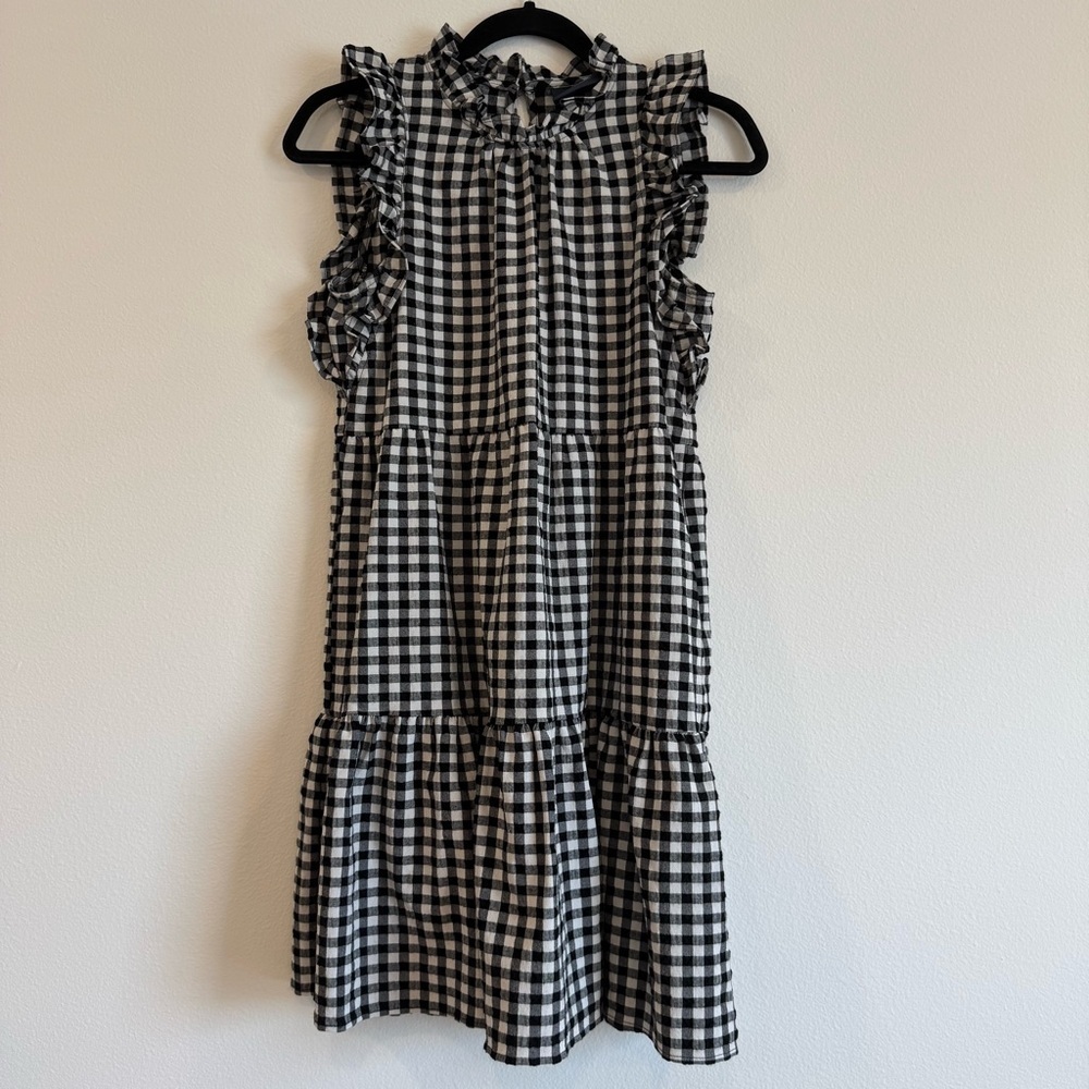 Maeve Mini Dress Tiered Gingham Sleeveless Ruffle XS